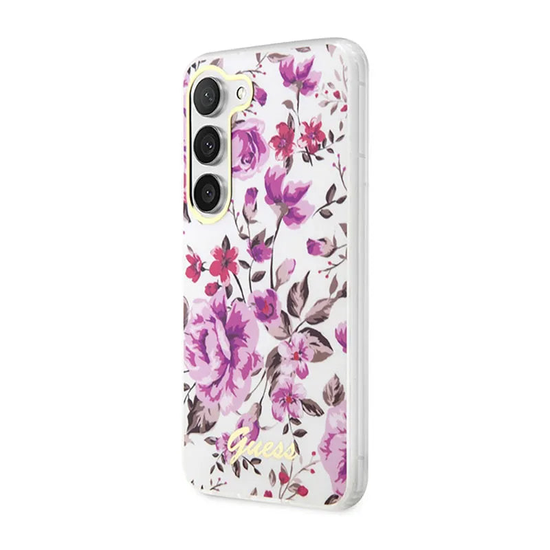 Guess Flower Collection – dėklas Samsung Galaxy S23 (baltas)
