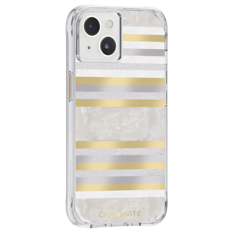 Case-Mate Pearl Stripes MagSafe – perlamutru dekoruotas dėklas, skirtas iPhone 14 / iPhone 13 (Pearl Stripes)