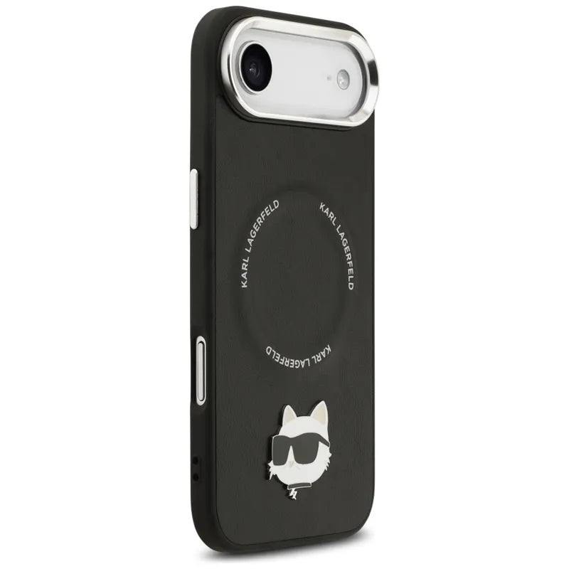 Karl Lagerfeld Choupette Pin MagSafe – dėklas iPhone Air (juodas)