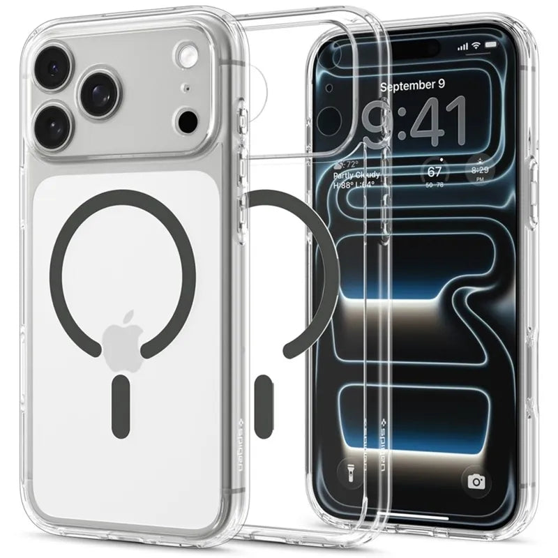 Spigen Ultra Hybrid Mag MagSafe – dėklas, skirtas iPhone 18 Pro Max / 17 Pro Max (skaidrus / grafito spalvos)