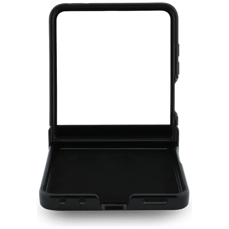 Guess Magnetic Ring Stand Grained Classic Logo MagSafe – Samsung Galaxy Z Flip 8 dėklas (smėlio spalvos)