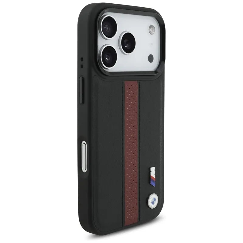 BMW M Perforated Stripe Logo MagSafe – iPhone 17 Pro dėklas (raudonas)