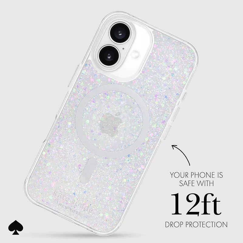 Kate Spade New York apsauginis MagSafe dėklas, skirtas iPhone 16 (Chunky Glitter)