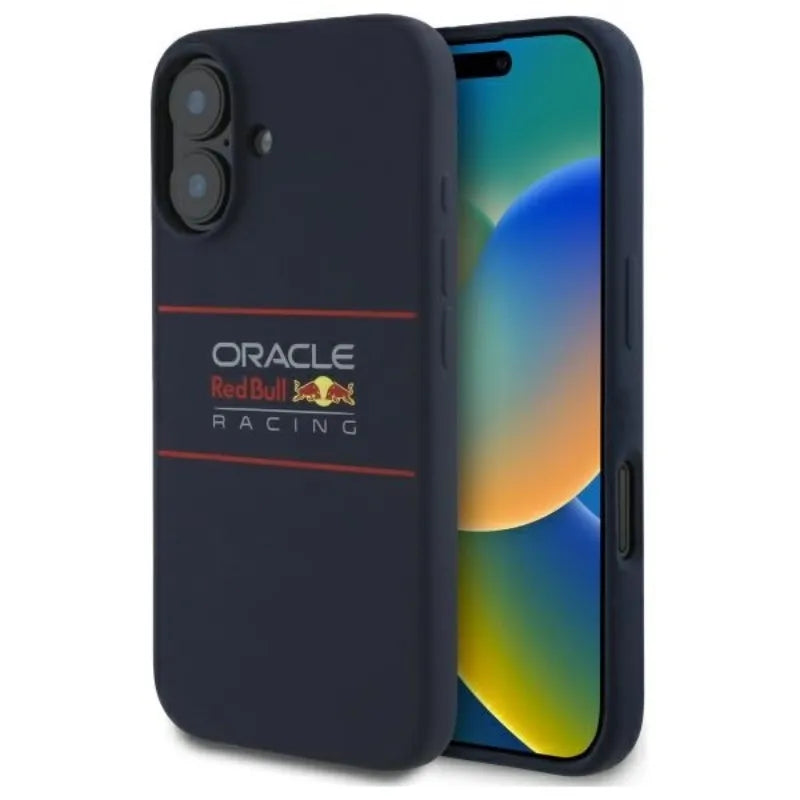 Red Bull Silicone Horizontal Logo MagSafe – dėklas iPhone 16 (tamsiai mėlynas)
