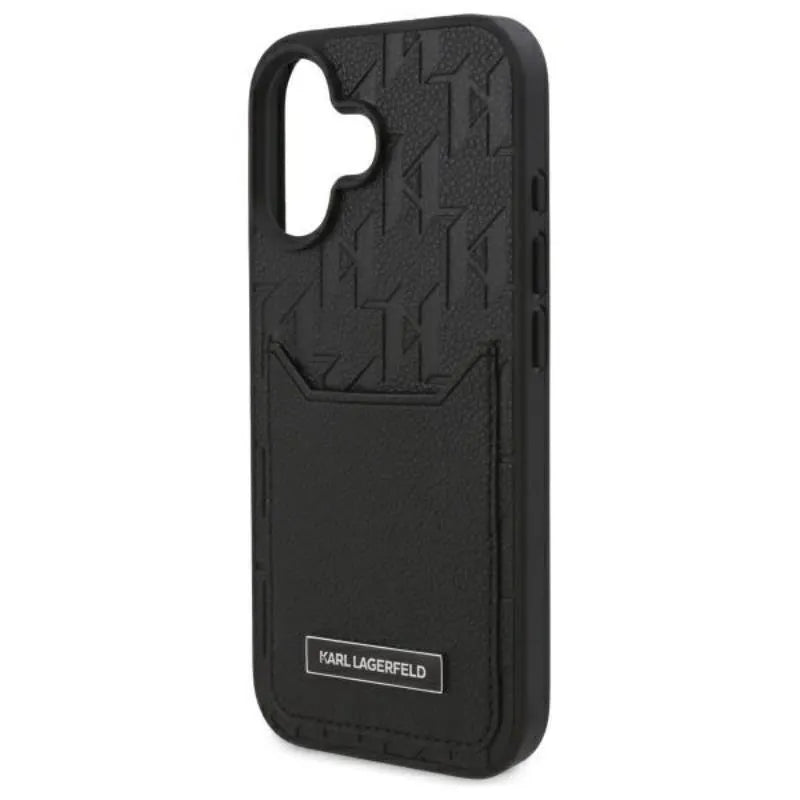 Karl Lagerfeld Cardslots Monogram - dėklas iPhone 16 (juodas)