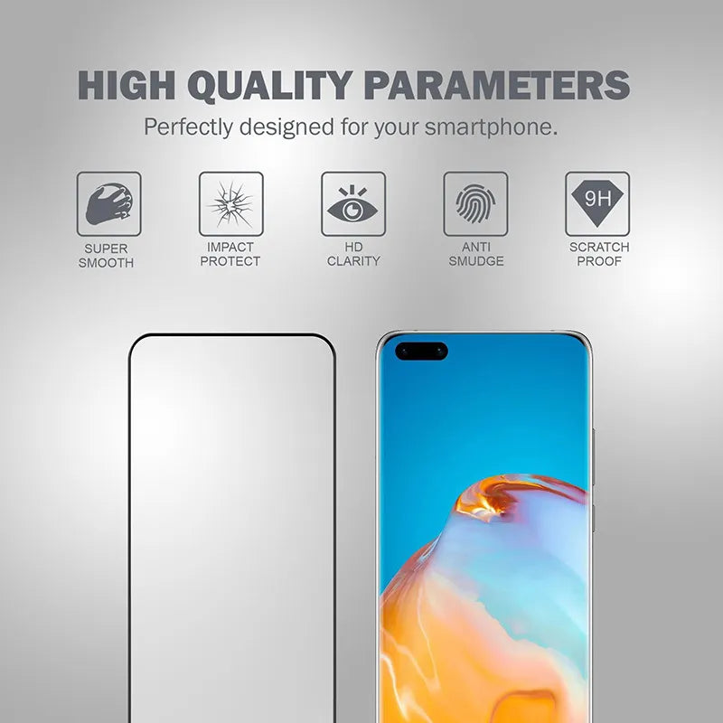 Crong 3D Armour Glass 9H viso ekrano grūdintas stiklas Huawei P40 Pro + montavimo rėmelis