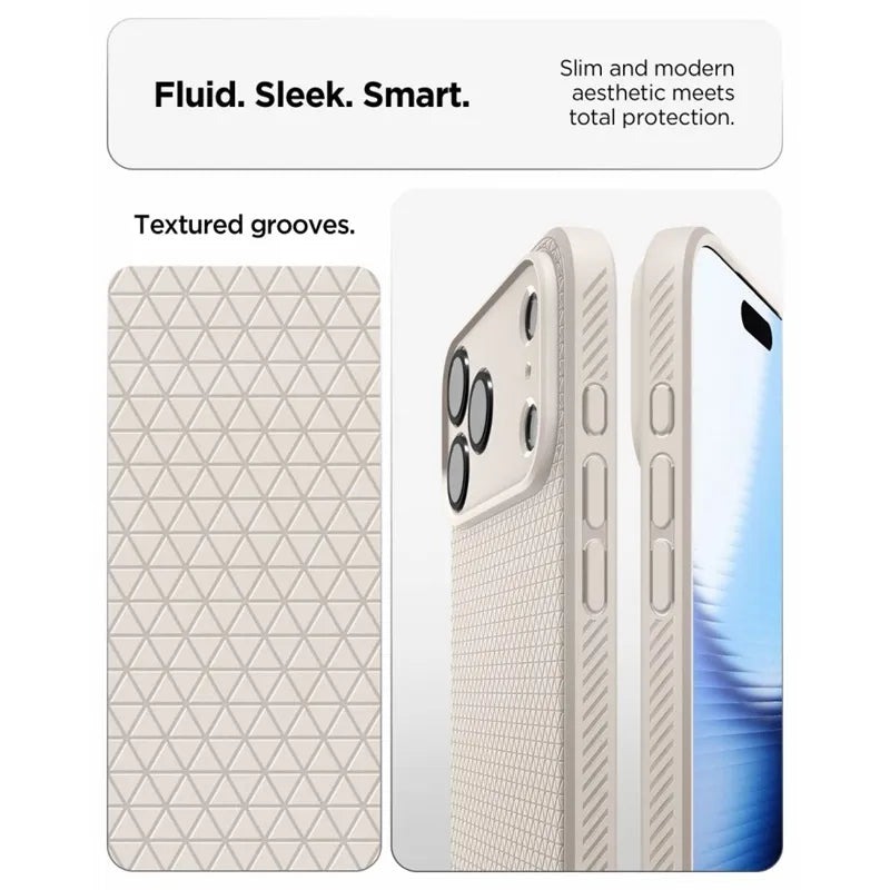Spigen Liquid Air – dėklas, skirtas iPhone 18 Pro / 17 Pro (natūralus titanas)