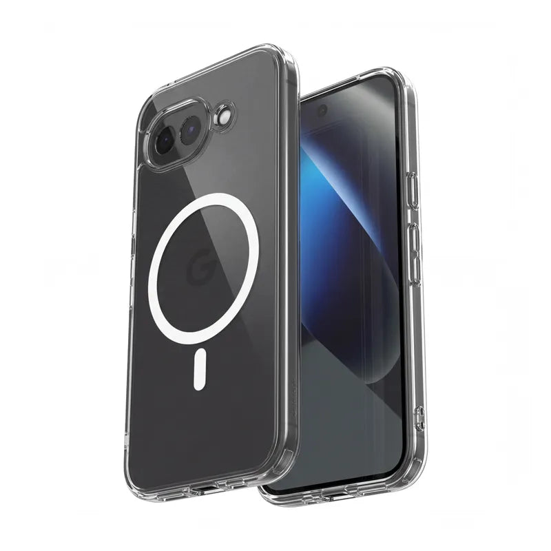 Crong Hybrid Clear Magnetic – „MagSafe“ dėklas, skirtas „Google Pixel 10a“ (skaidrus)