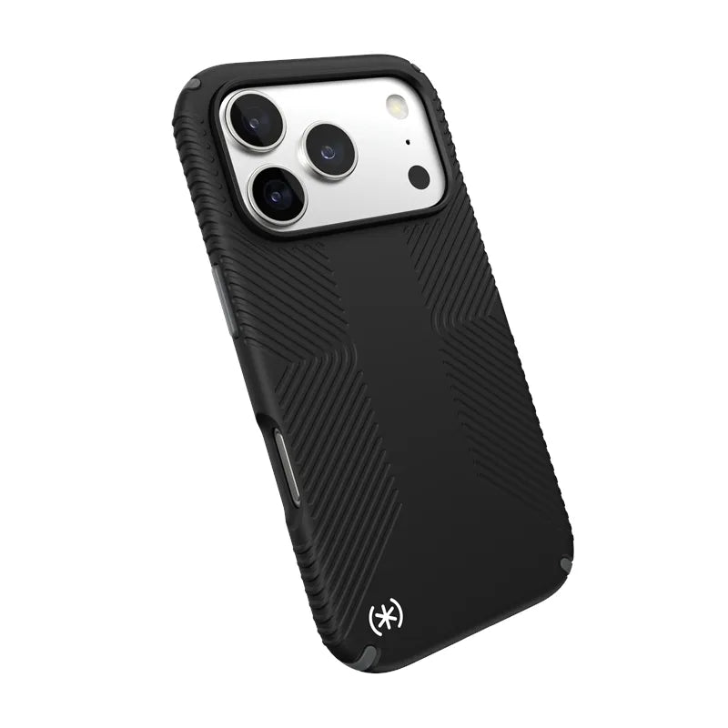 Speck Presidio2 Grip MagSafe – dėklas iPhone 17 Pro (juodas / skalūno pilka / baltas)