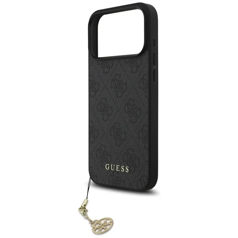 Guess 4G Charms Collection MagSafe – dėklas iPhone 17 Pro Max (juodas)