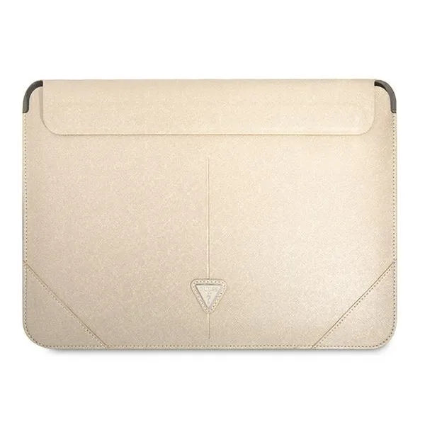 „Guess Saffiano Triangle Logo“ dėklas – 16" nešiojamojo kompiuterio krepšys (smėlio spalvos)