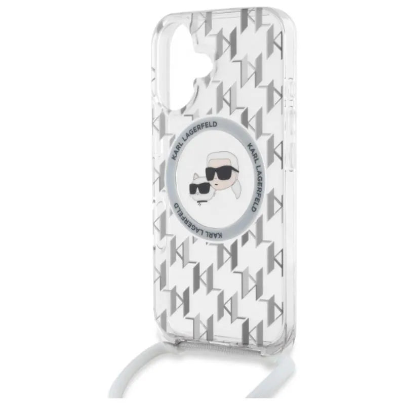 Karl Lagerfeld IML Crossbody Monogram Karl & Choupette Head MagSafe – dėklas iPhone 16 (skaidrus)