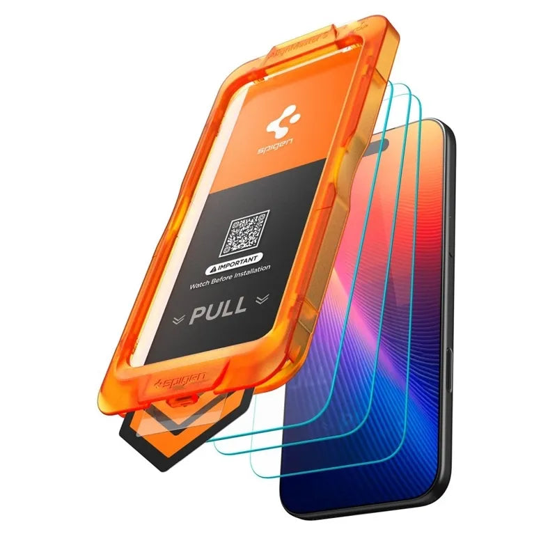 „Spigen Glas.tR AlignMaster Slim 3-Pack“ – grūdintas stiklas, skirtas „Apple iPhone 17“ (3 vnt.)