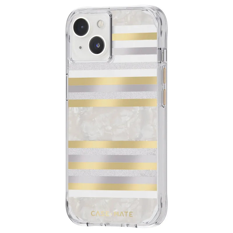 Case-Mate Pearl Stripes MagSafe – perlamutru dekoruotas dėklas, skirtas iPhone 14 / iPhone 13 (Pearl Stripes)