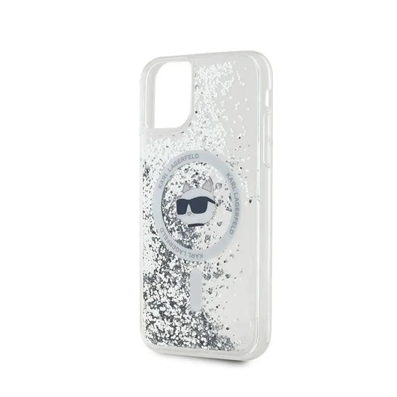 Karl Lagerfeld Liquid Glitter Choupette Head MagSafe – „iPhone 11“ dėklas (skaidrus)