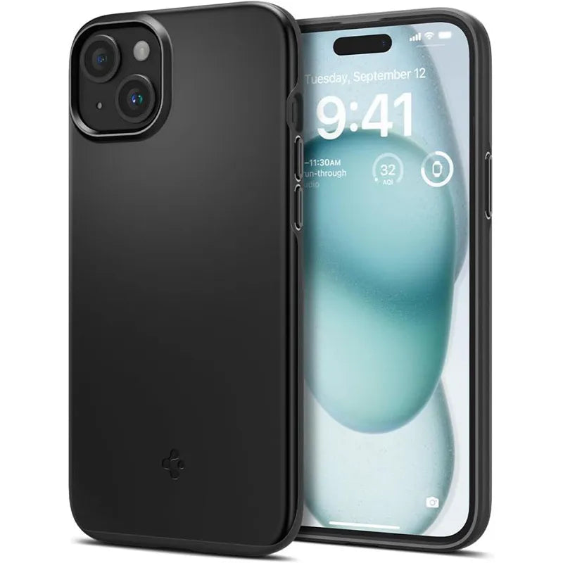 Spigen Thin Fit – dėklas iPhone 15 (juodas)