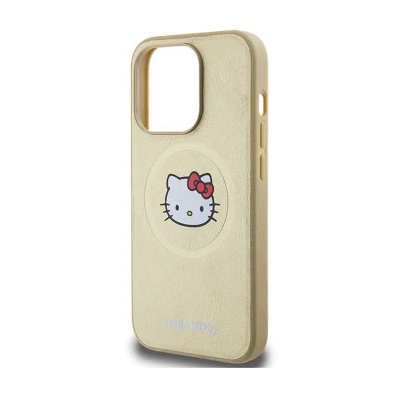 Hello Kitty Leather Kitty Head MagSafe dėklas iPhone 13 Pro Max (auksinis)