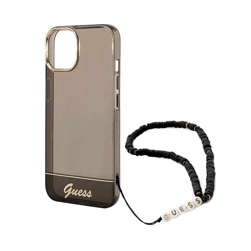Guess Translucent Pearl Strap - Dėklas iPhone 14 (juodas)