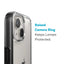 Speck Presidio Perfect-Clear su Impact Geometry – iPhone 15 Plus / 14 Plus dėklas su MICROBAN danga (skaidrus / juodas)