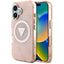 Guess IML Metal Glitter 4G Circle Triangle MagSafe – dėklas iPhone 16 (rožinis)