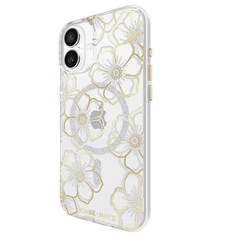 Case-Mate Floral Gems MagSafe – dėklas „iPhone 16 Plus“ (auksinis)