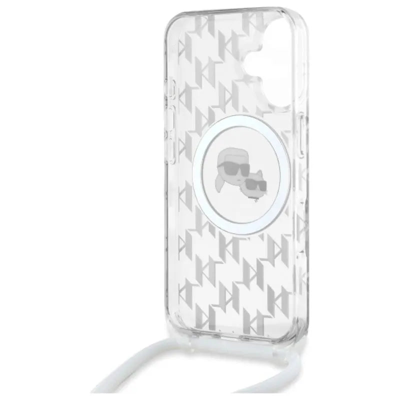 Karl Lagerfeld IML Crossbody Monogram Karl & Choupette Head MagSafe – dėklas iPhone 16 (skaidrus)