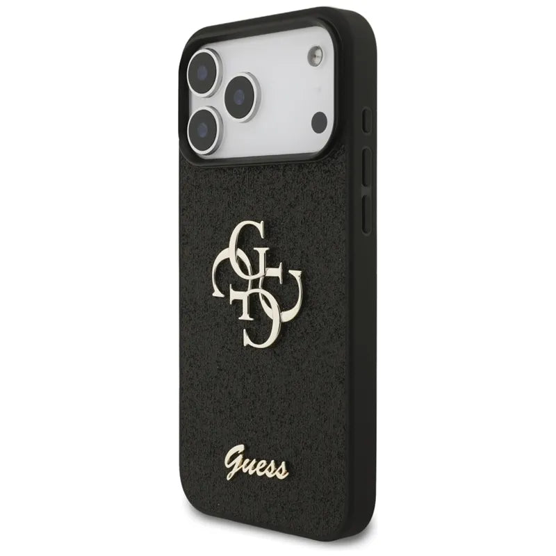 Guess Fixed Glitter Big 4G - Dėklas skirtas iPhone 17 Pro Max (juodas)
