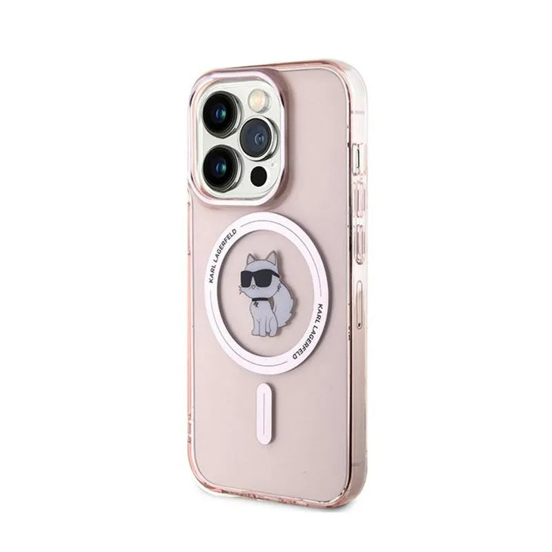 Karl Lagerfeld IML Choupette MagSafe – dėklas iPhone 14 Pro (rožinis)