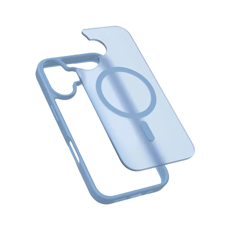 Crong Hybrid Matte Magnetic – MagSafe dėklas iPhone 17 (mėlynas)