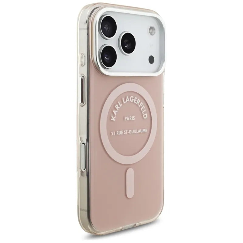 Karl Lagerfeld IML Karl RSG Logo MagSafe – dėklas iPhone 17 Pro (rožinis)
