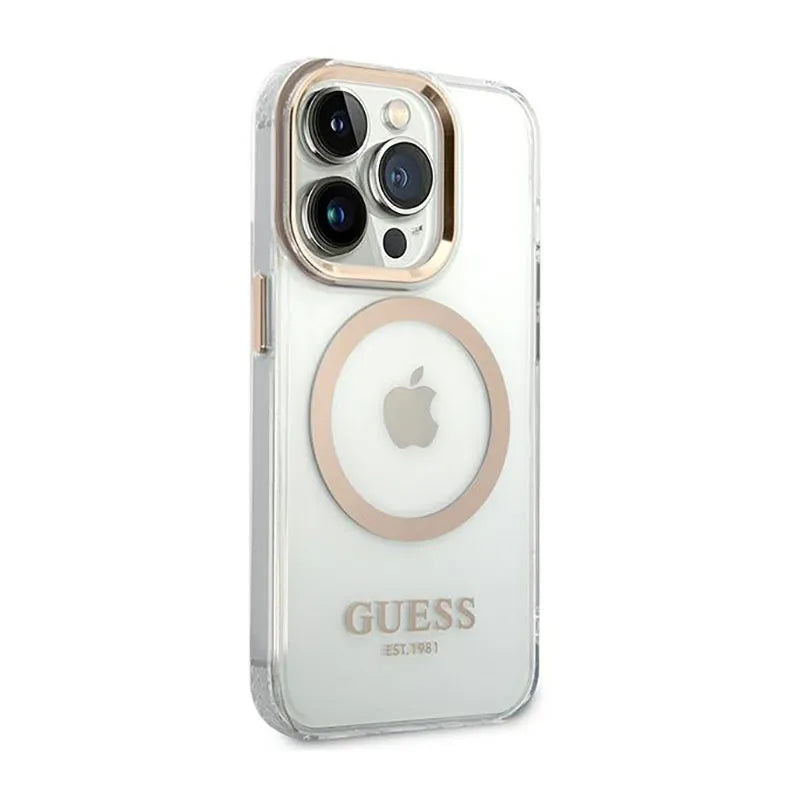 Guess Metal Outline MagSafe – dėklas iPhone 14 Pro (skaidrus)
