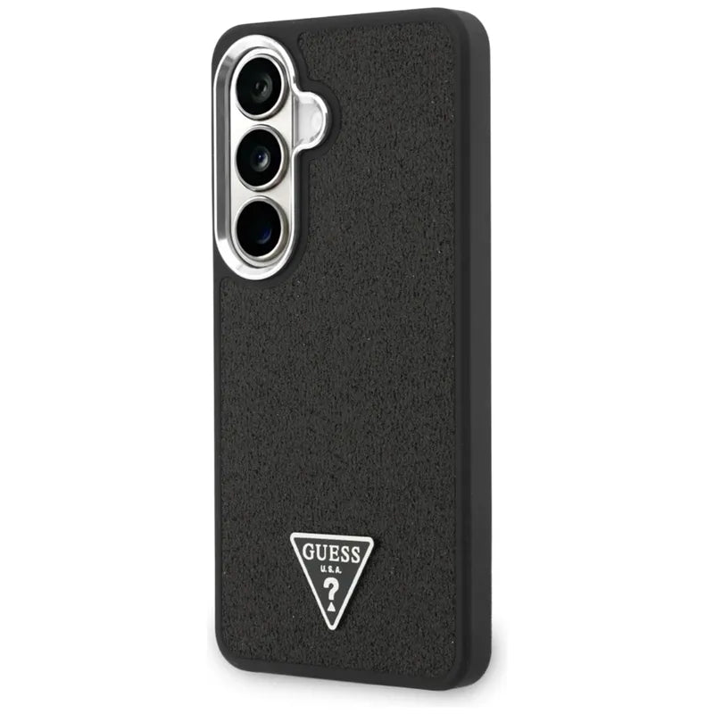 Guess Fixed Glitter Triangle MagSafe – Samsung Galaxy S26 dėklas (juodas)