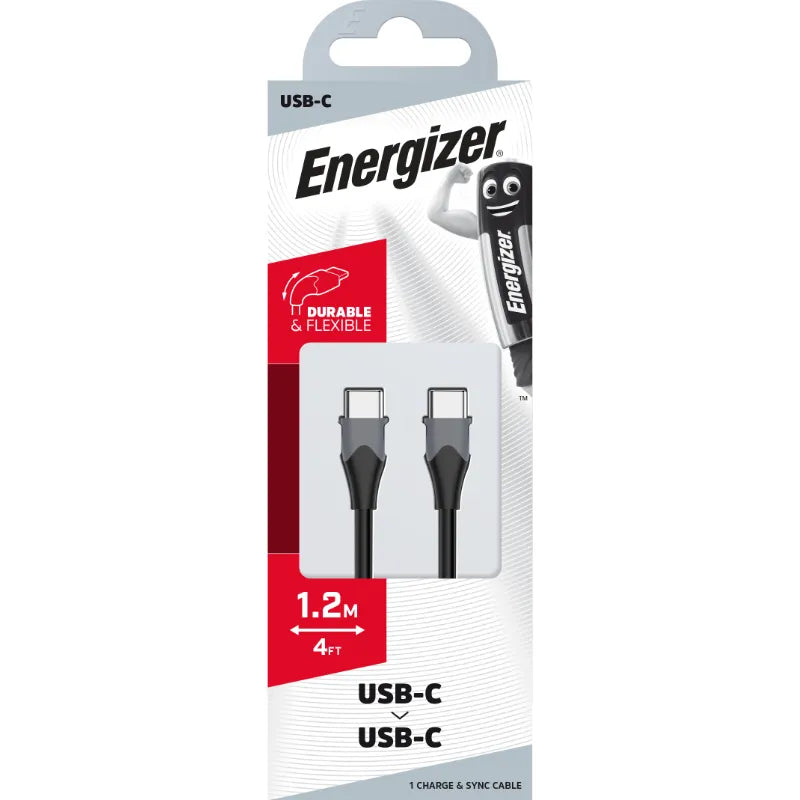 Energizer Classic – USB-C į USB-C jungiamasis laidas 1.2m (juodas)