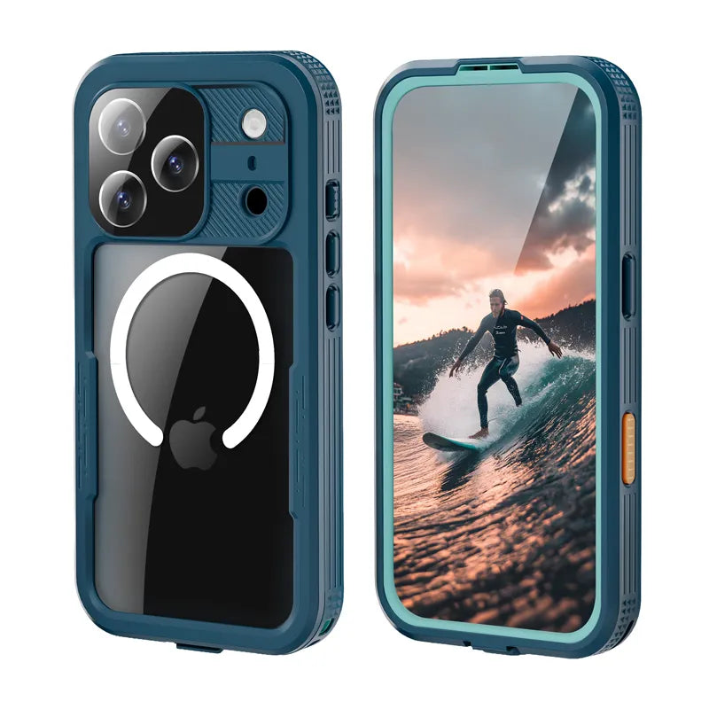 Crong Seal Cover – IP68 neperšlampamas dėklas, skirtas iPhone 17 Pro (jūrinė mėlyna)