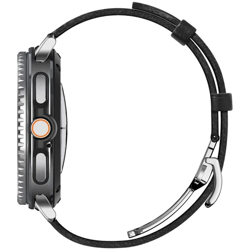Spigen Enzo – natūralios odos dirželis Samsung Galaxy Watch 8 / 8 Classic 40 / 44 / 46 mm (juodas)