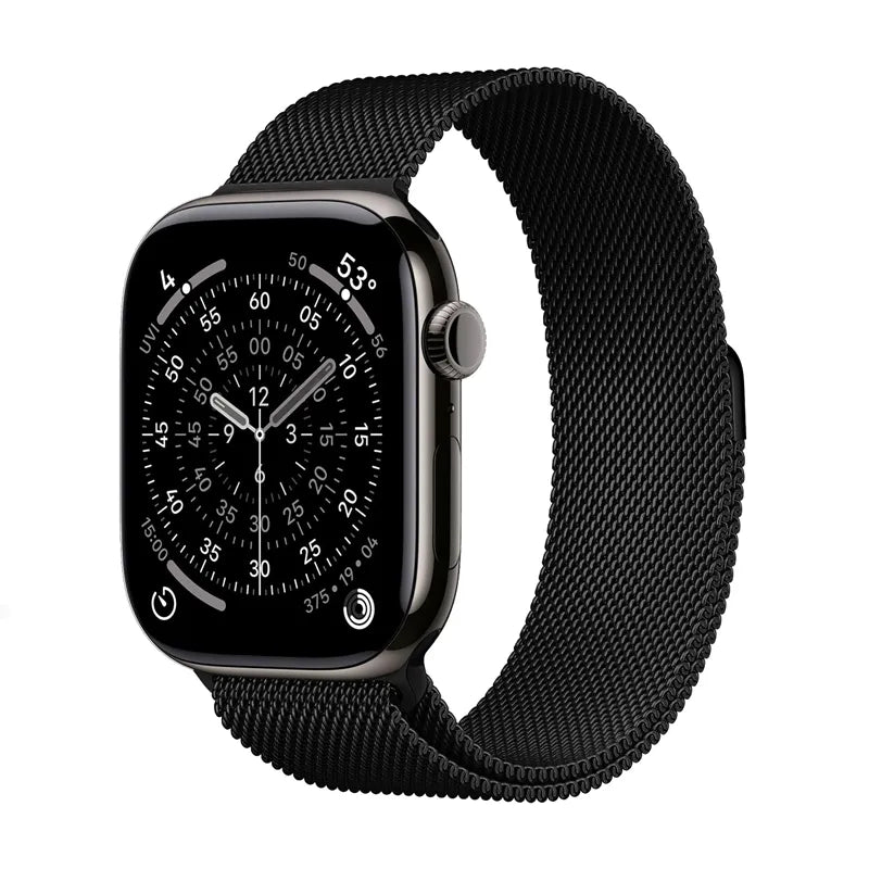 Crong Milano Steel – nerūdijančio plieno dirželis Apple Watch 44/45/46/49 mm (juodas)