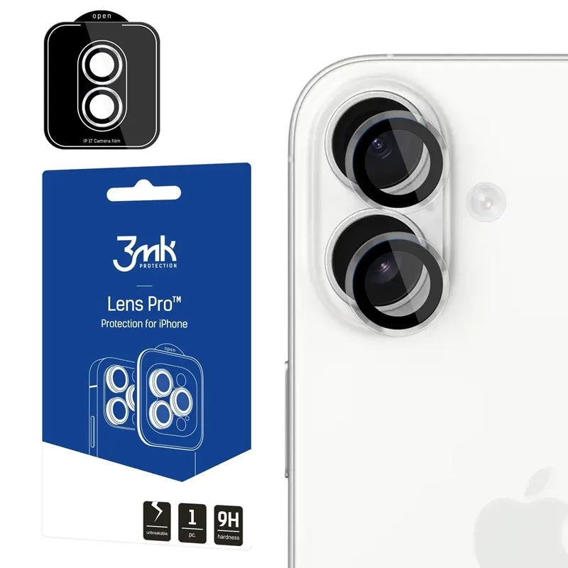 3mk Lens Protection Pro – kameros objektyvo stiklas, skirtas iPhone 17 (skaidrus)