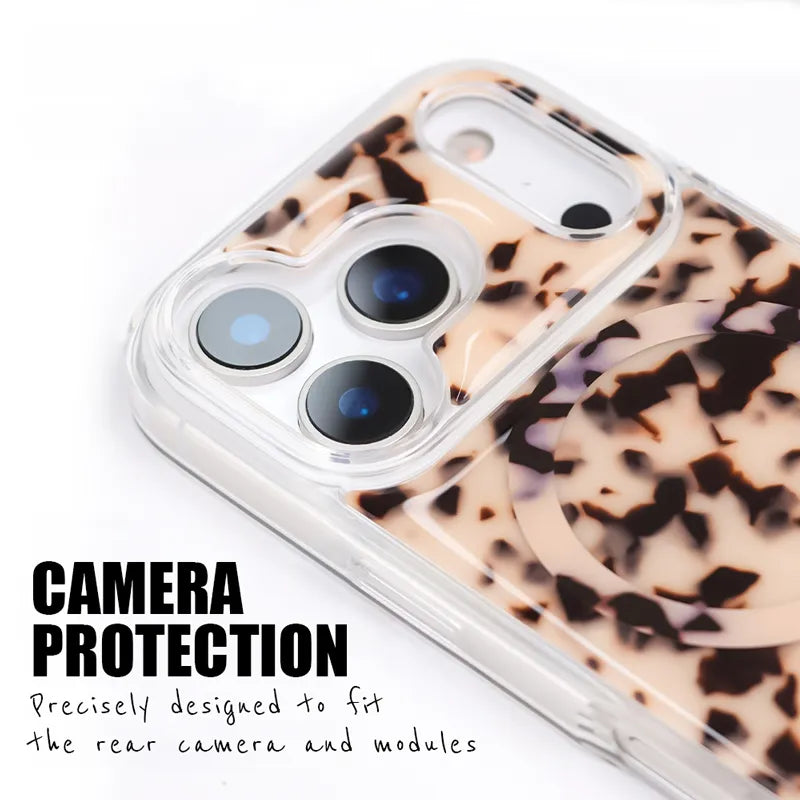 Crong Deluxe MAG Cover – dėklas su MagSafe skirtas iPhone 17 Pro Max (Blonde Tortoise)