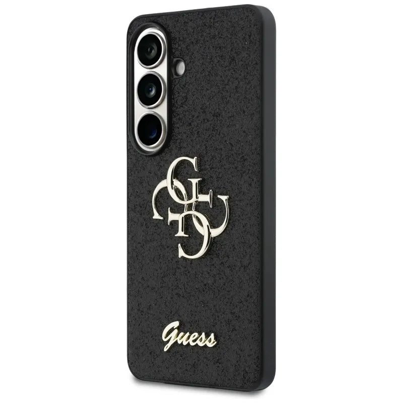 Guess Fixed Glitter Big 4G Metal Logo – dėklas Samsung Galaxy S26 (juodas)