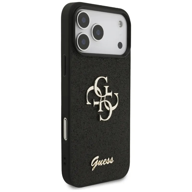 Guess Fixed Glitter Big 4G - Dėklas skirtas iPhone 17 Pro Max (juodas)