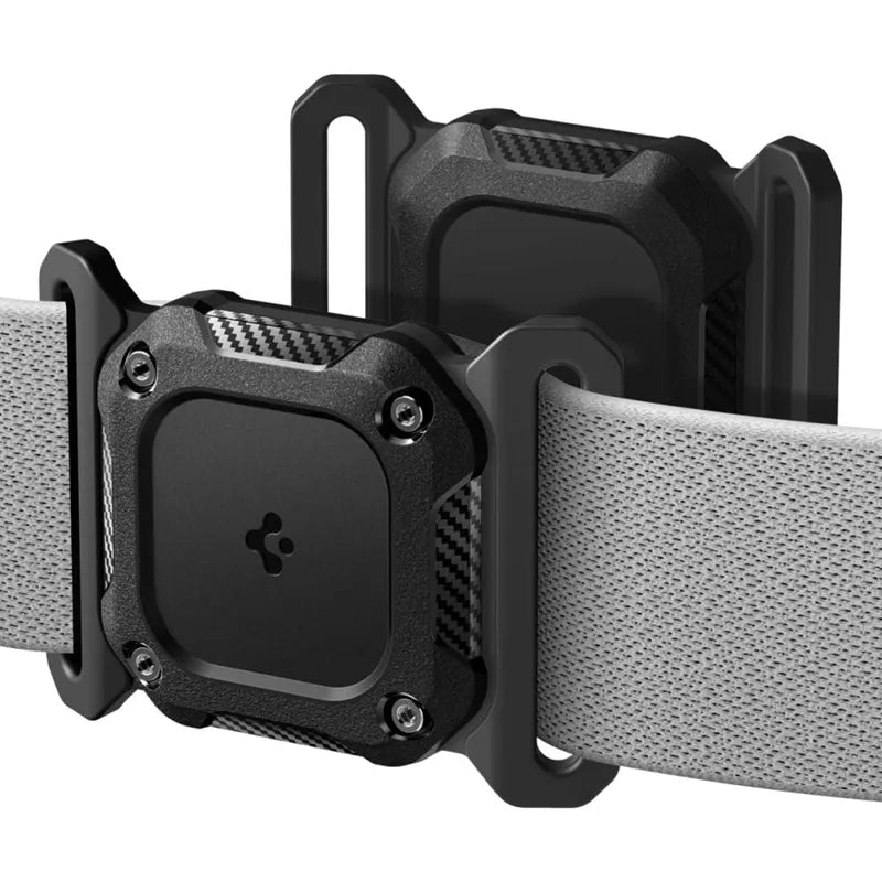 Spigen Tough Armor Pet Collar – dėklas su tvirtinimu prie antkaklio, skirtas Apple AirTag 1 / 2 (juodas)
