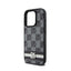 DKNY Leather Checkered Mono Pattern & Printed Stripes – iPhone 15 Pro dėklas (juodas)