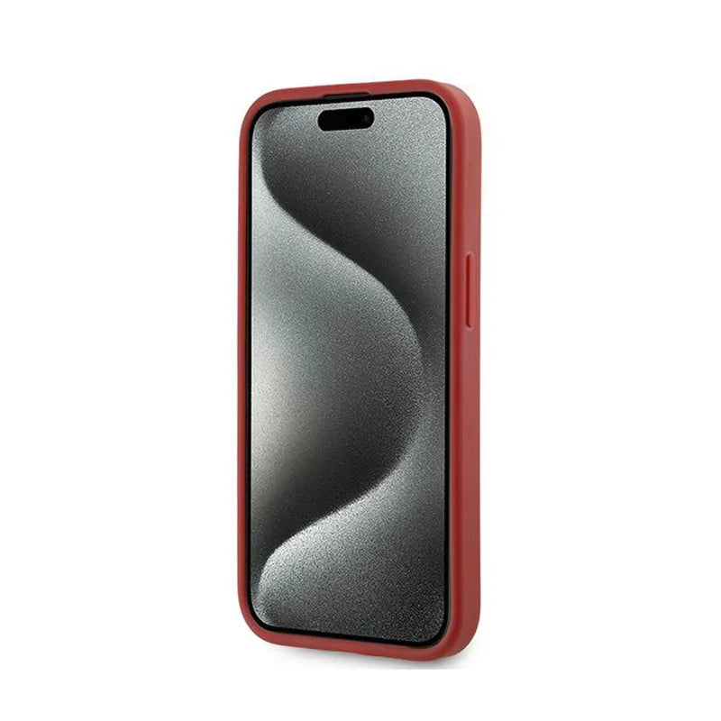 Karl Lagerfeld Diagonal Quilted Script - dėklas, skirtas iPhone 15 / 14 / 13 (raudonas)