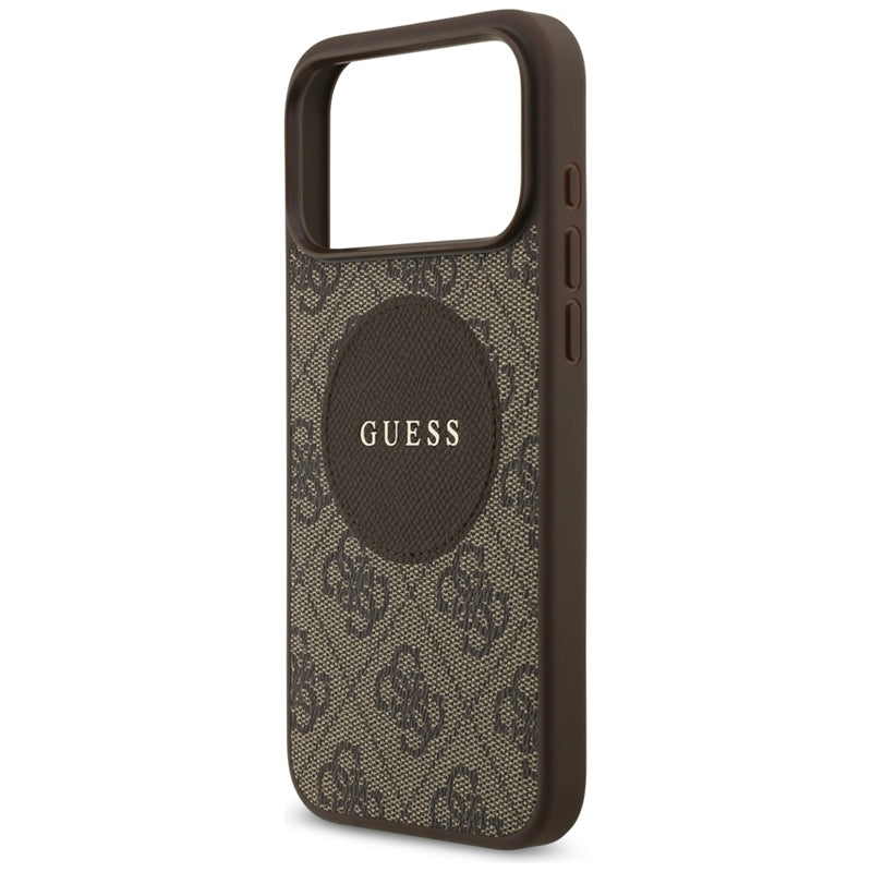 Guess 4G Circle Classic Logo MagSafe – Dėklas iPhone 17 Pro Max (Rudas)
