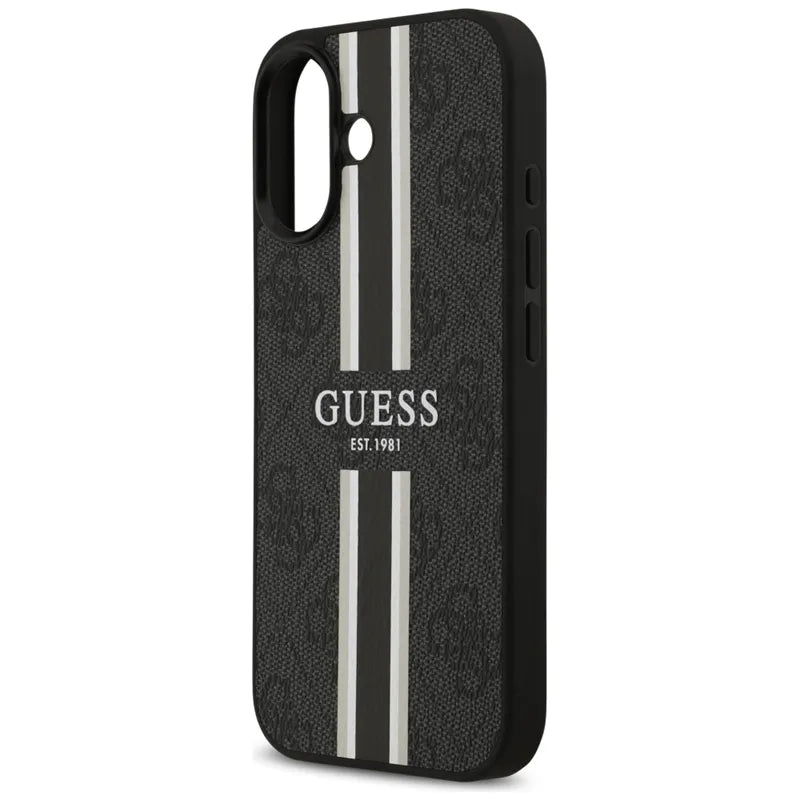 Guess 4G Printed Stripes MagSafe - Dėklas iPhone 17 (juodas)