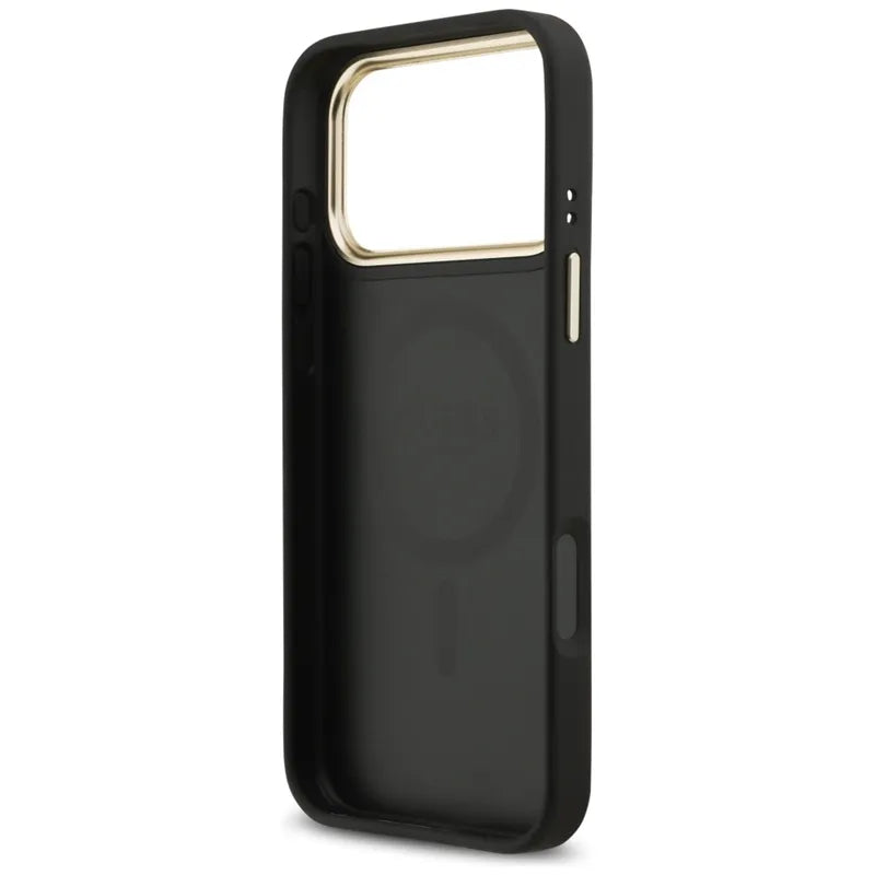 Guess 4G Strass Logo MagSafe – dėklas iPhone 17 Pro Max (juodas)