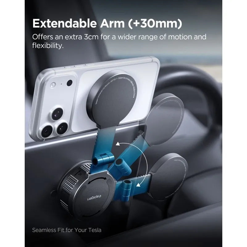 Spigen MFT35-1 magnetinis automobilinis laikiklis prietaisų skydeliui, stiklui ir ekranui – magnetinis automobilinis laikiklis MagSafe (juodas)