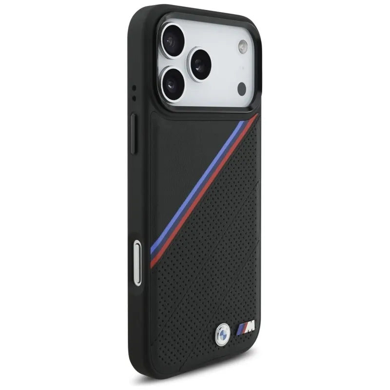BMW M Tricolor Metal Logo MagSafe - iPhone 17 Pro Max dėklas (juodas)