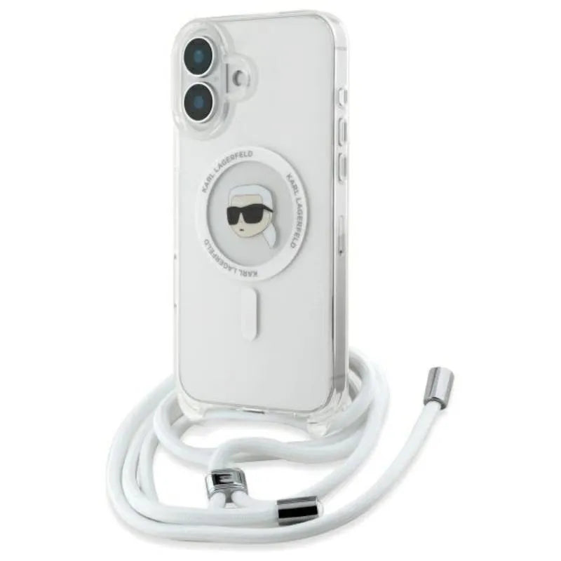 Karl Lagerfeld Crossbody IML Karl Head MagSafe – dėklas iPhone 16 (skaidrus)