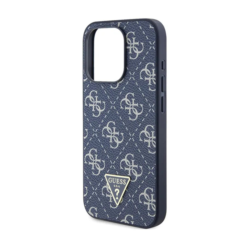 Guess 4G Triangle Metal Logo – dėklas iPhone 15 Pro (mėlynas)